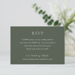 Tarjeta De Confirmación De Asistencia Elegante Boda moderno verde oliva