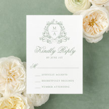 Elegante Boda Monograma de Escudo floral verde sab