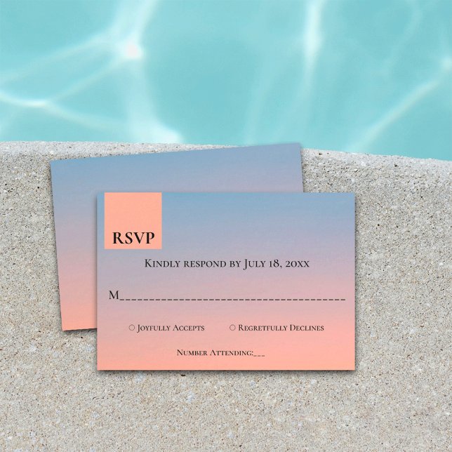 Tarjeta De Confirmación De Asistencia Elegante Boda naranja azul moda (Subido por el creador)