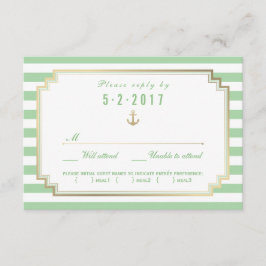 Tarjeta De Confirmación De Asistencia Elegante Boda Náutica Elección de Comida de Tarjet