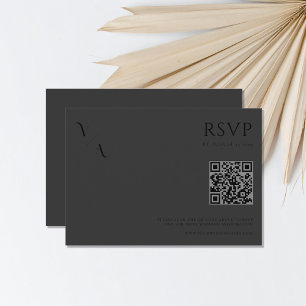 Tarjeta De Confirmación De Asistencia Elegante Boda negro mate Minimalista moderno
