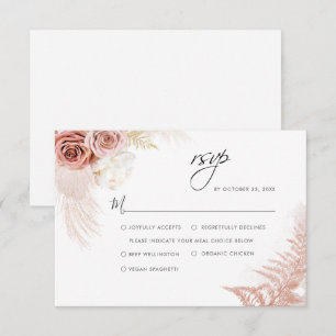 Tarjeta De Confirmación De Asistencia Elegante Boda Pampas Grass Terracotta
