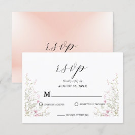 Tarjeta De Confirmación De Asistencia Elegante Boda Pink Wild Floral