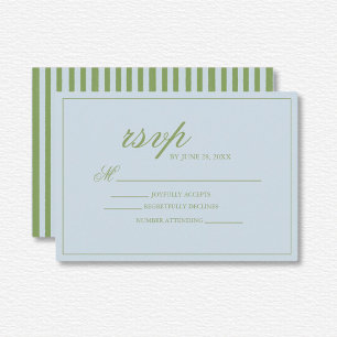 Tarjeta De Confirmación De Asistencia Elegante Boda rayado verde azul