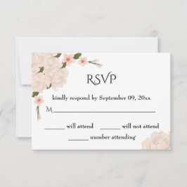 Tarjeta De Confirmación De Asistencia Elegante Boda romántico de flores rosadas