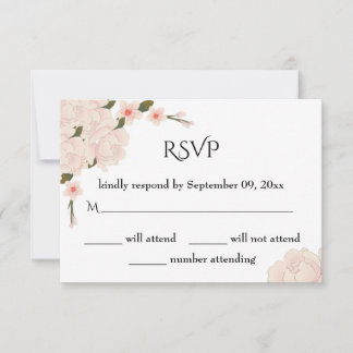 Tarjeta De Confirmación De Asistencia Elegante Boda romántico de flores rosadas