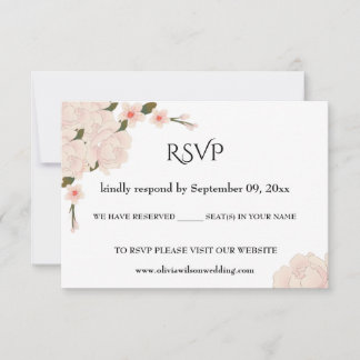 Tarjeta De Confirmación De Asistencia Elegante Boda romántico de flores rosadas