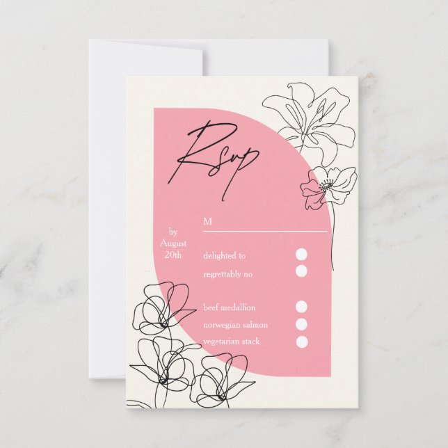 Tarjeta De Confirmación De Asistencia Elegante Boda rosa pastel y crema (Anverso)