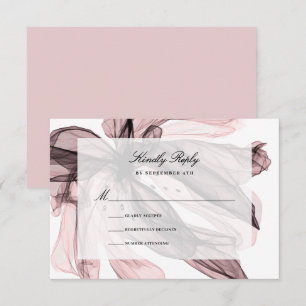 Tarjeta De Confirmación De Asistencia Elegante Boda rosa Rosa con flores húmedas