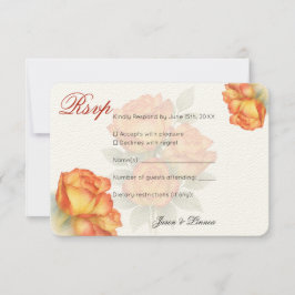 Tarjeta De Confirmación De Asistencia Elegante Boda Rosas de acuarela Pastel Petals