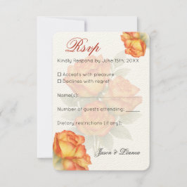 Tarjeta De Confirmación De Asistencia Elegante Boda Rosas de acuarela Pastel Petals