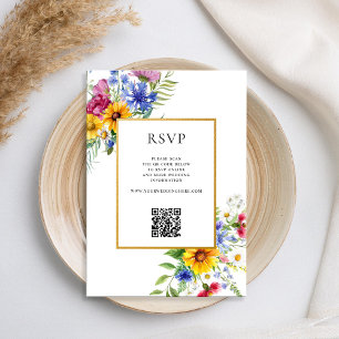 Tarjeta De Confirmación De Asistencia Elegante Boda Rústico de Verano Floral