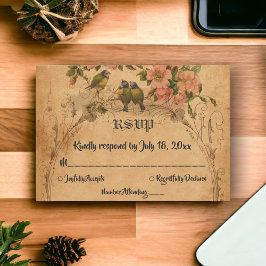 Tarjeta De Confirmación De Asistencia Elegante Boda Rústico Retro Antiguo Art Decó