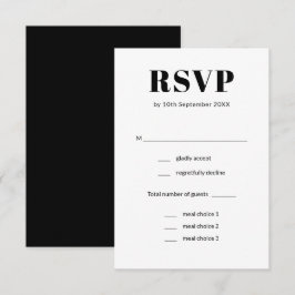 Tarjeta De Confirmación De Asistencia Elegante Boda sencillo de comida blanca y negra