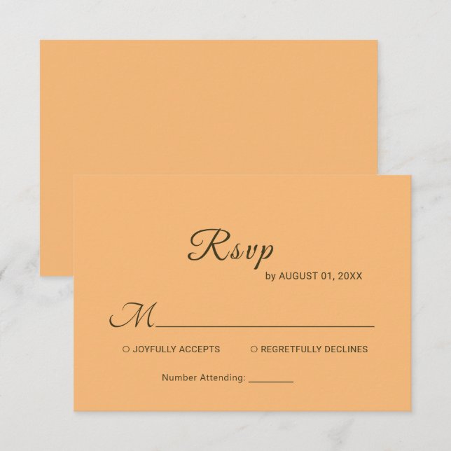 Tarjeta De Confirmación De Asistencia Elegante Boda simple de monograma de engrase (Anverso / Reverso)