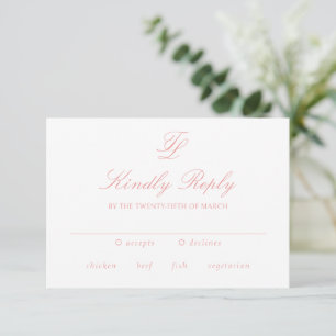 Tarjeta De Confirmación De Asistencia Elegante Boda tradicional rosa coral