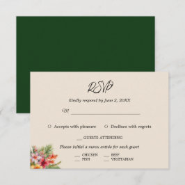 Tarjeta De Confirmación De Asistencia Elegante Boda tropical acuarela