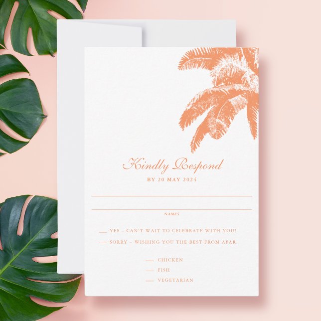 Tarjeta De Confirmación De Asistencia Elegante Boda tropical de palmeras (Subido por el creador)