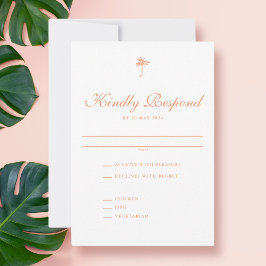 Tarjeta De Confirmación De Asistencia Elegante Boda tropical de palmeras de época