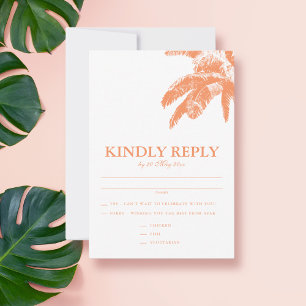 Tarjeta De Confirmación De Asistencia Elegante Boda Tropical Tropical