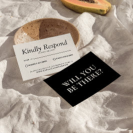 Tarjeta De Confirmación De Asistencia Elegante Boda único retro negro y blanco