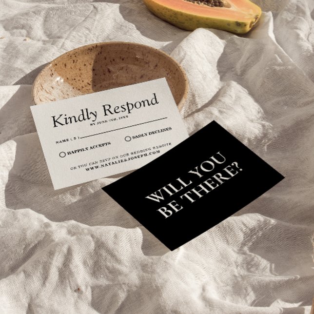 Tarjeta De Confirmación De Asistencia Elegante Boda único retro negro y blanco (Subido por el creador)
