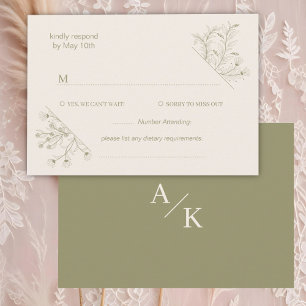 Tarjeta De Confirmación De Asistencia Elegante Boda Verde de Floral Moss