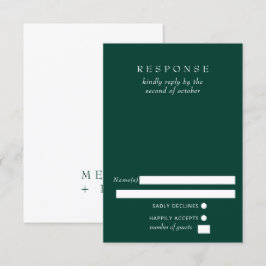 Tarjeta De Confirmación De Asistencia Elegante Boda verde esmeralda simple