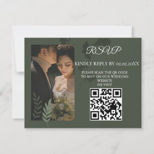 Tarjeta De Confirmación De Asistencia Elegante boda verde oliva personalizable