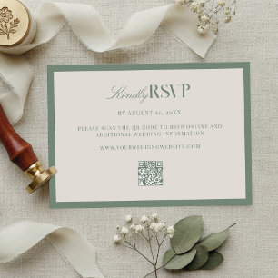 Tarjeta De Confirmación De Asistencia Elegante Boda Verde Salvia