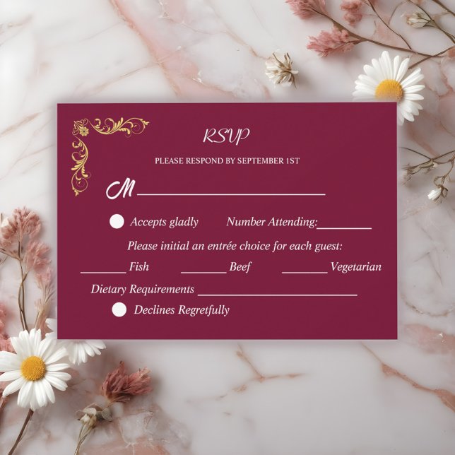 Tarjeta De Confirmación De Asistencia Elegante Boda victoriano (Subido por el creador)