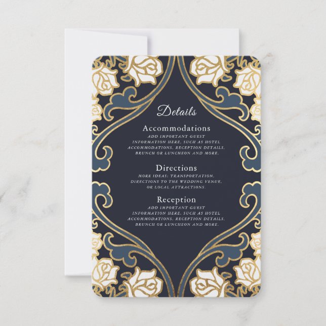 Tarjeta De Confirmación De Asistencia Elegante Boda victoriano clásico (Anverso)