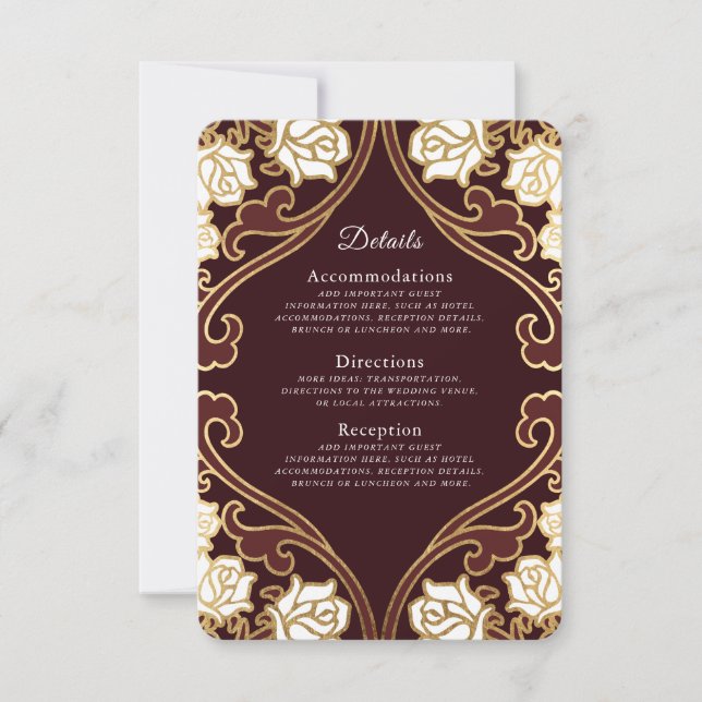 Tarjeta De Confirmación De Asistencia Elegante Boda victoriano clásico (Anverso)