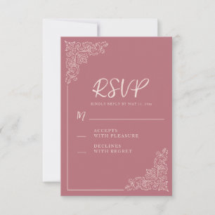 Tarjeta De Confirmación De Asistencia Elegante Boda Vintage Blush Mauve 