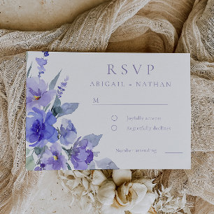 Tarjeta De Confirmación De Asistencia Elegante Boda Violeta Púrpura Acuarela