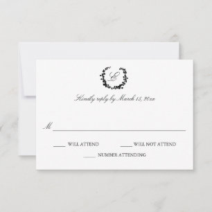 Tarjeta De Confirmación De Asistencia Elegante Boda Wreath