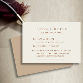 Tarjeta De Confirmación De Asistencia Elegante Bodas con Tipografía Moderna en Beige Pol