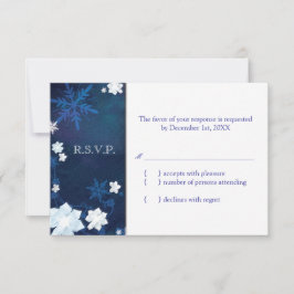 Tarjeta De Confirmación De Asistencia Elegante Boho azul y blanco Boho Boda de Invierno 