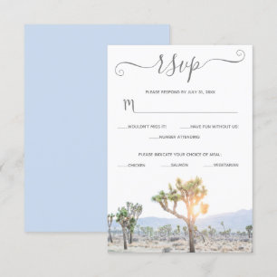 Tarjeta De Confirmación De Asistencia Elegante Boho Blue Green Personalizado Joshua Tree