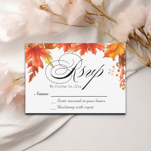 Tarjeta De Confirmación De Asistencia Elegante Boho Caída Floral Hojas de arce de flores