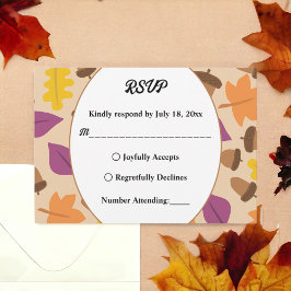 Tarjeta De Confirmación De Asistencia Elegante Boho Fall deja al Boda floral de otoño