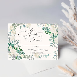 Tarjeta De Confirmación De Asistencia Elegante Boho Summer Spring Boda de flores de marf