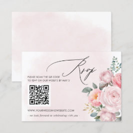 Tarjeta De Confirmación De Asistencia Elegante Boho Summer Spring Rubor Floral QR CODE