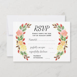 Tarjeta De Confirmación De Asistencia Elegante borde de Wreath floral de primavera flora