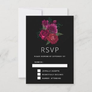 Tarjeta De Confirmación De Asistencia Elegante Bouquet Magenta Rosa Floral