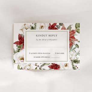 Tarjeta De Confirmación De Asistencia Elegante Bouquet Navidades Boda de vacaciones