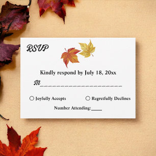 Tarjeta De Confirmación De Asistencia Elegante caída simple en el amor Boda de otoño rús