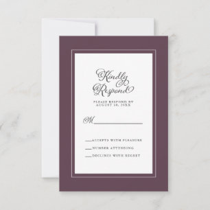 Tarjeta De Confirmación De Asistencia Elegante Caja de Bodas Cassis Morado y Blanco