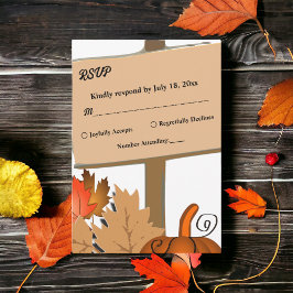 Tarjeta De Confirmación De Asistencia Elegante calabaza rústica otoño deja la boda de ot