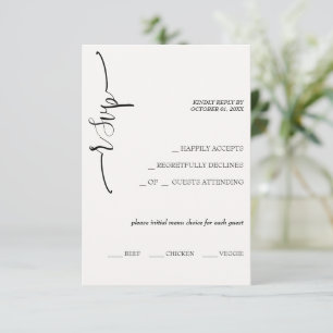 Tarjeta De Confirmación De Asistencia Elegante caligrafía beige